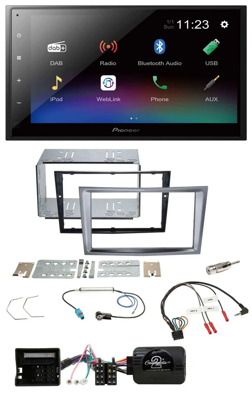 Pioneer USB Bluetooth DAB 2DIN Lenkrad Autoradio für Opel Antara Astra H Zafira