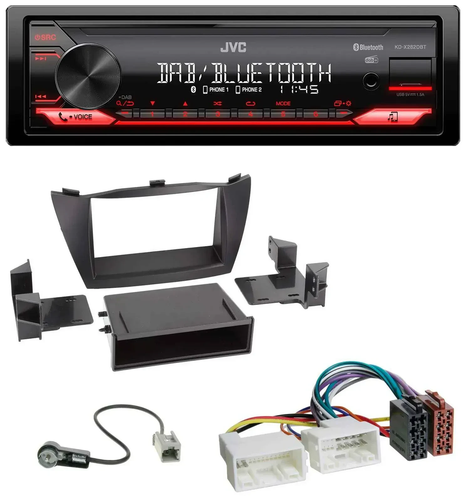 Автомагнитола JVC Bluetooth USB DAB MP3 для Hyundai Tucson (2010–2015)