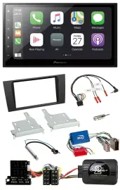 Pioneer Lenkrad Bluetooth DAB 2DIN USB Autoradio für Audi A4 99-01 Aktivsystem