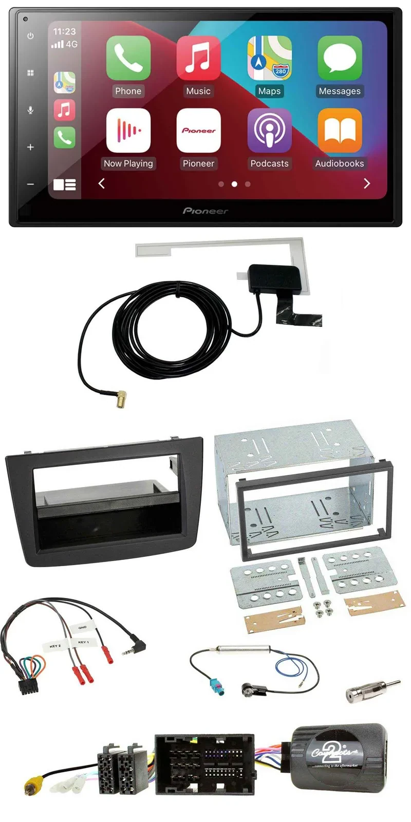 Pioneer USB Bluetooth DAB Lenkrad 2DIN Autoradio für Alfa Mito 14-18 schwarz