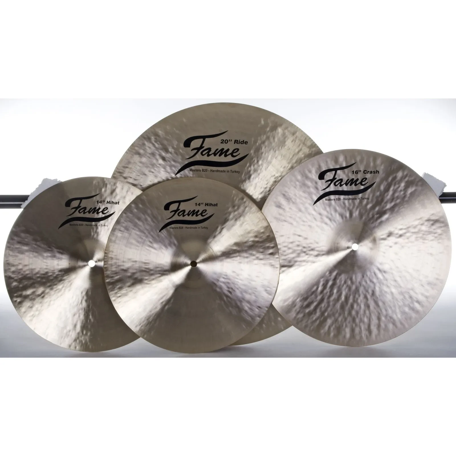 B20 Beckenset 14" HiHat 16" 20" Ride Handgehämmert Natural Finish Thin Masters