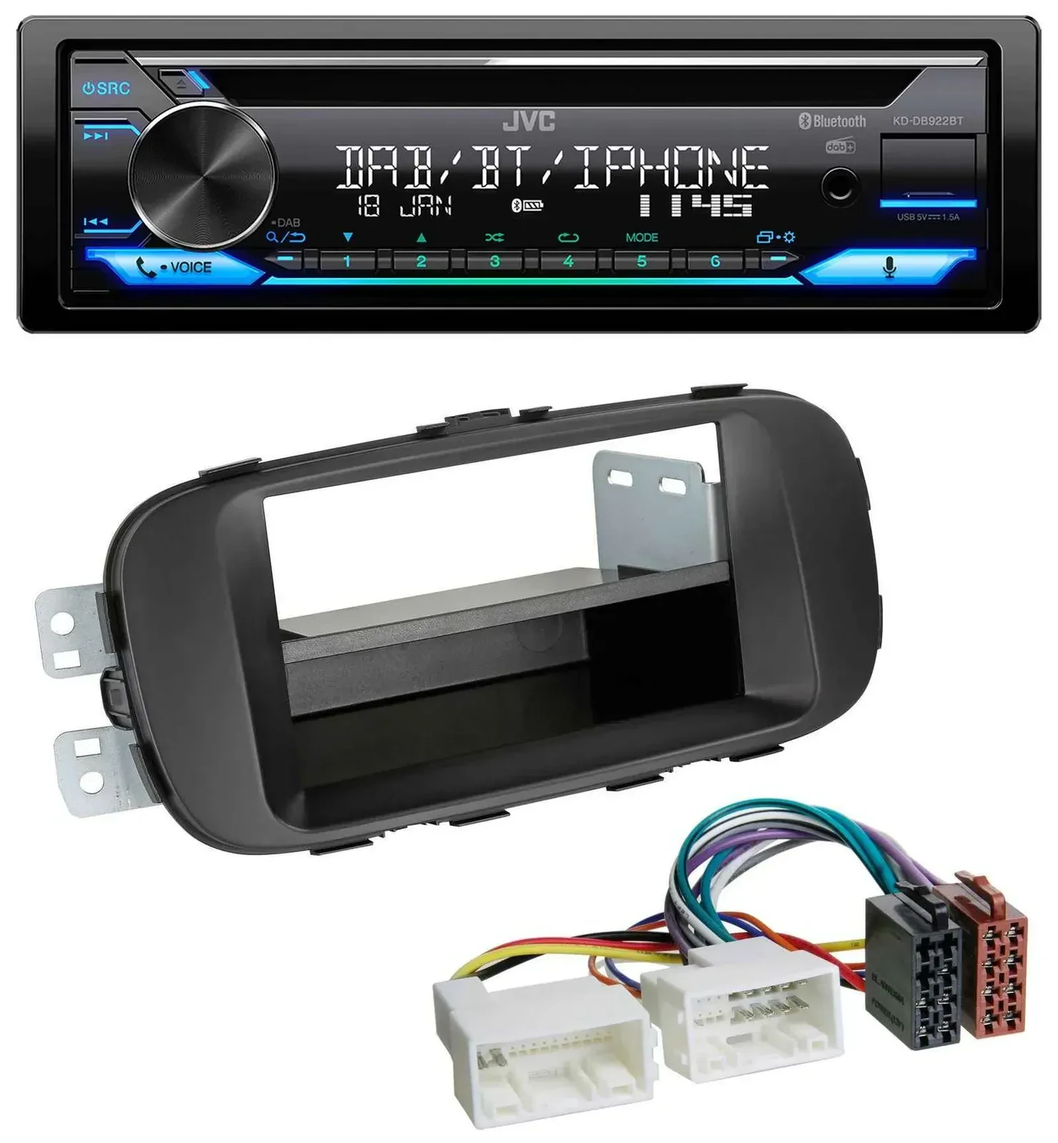 Автомагнитола для Kia Soul JVC Bluetooth MP3 USB DAB CD черная