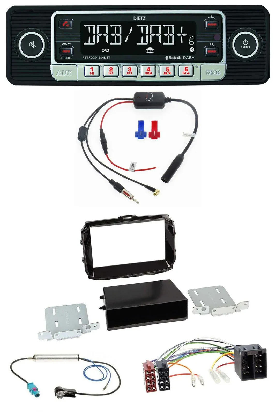 Dietz MP3 DAB Bluetooth USB Autoradio für Alfa Giulietta ab 2013 ISO piano-schwa