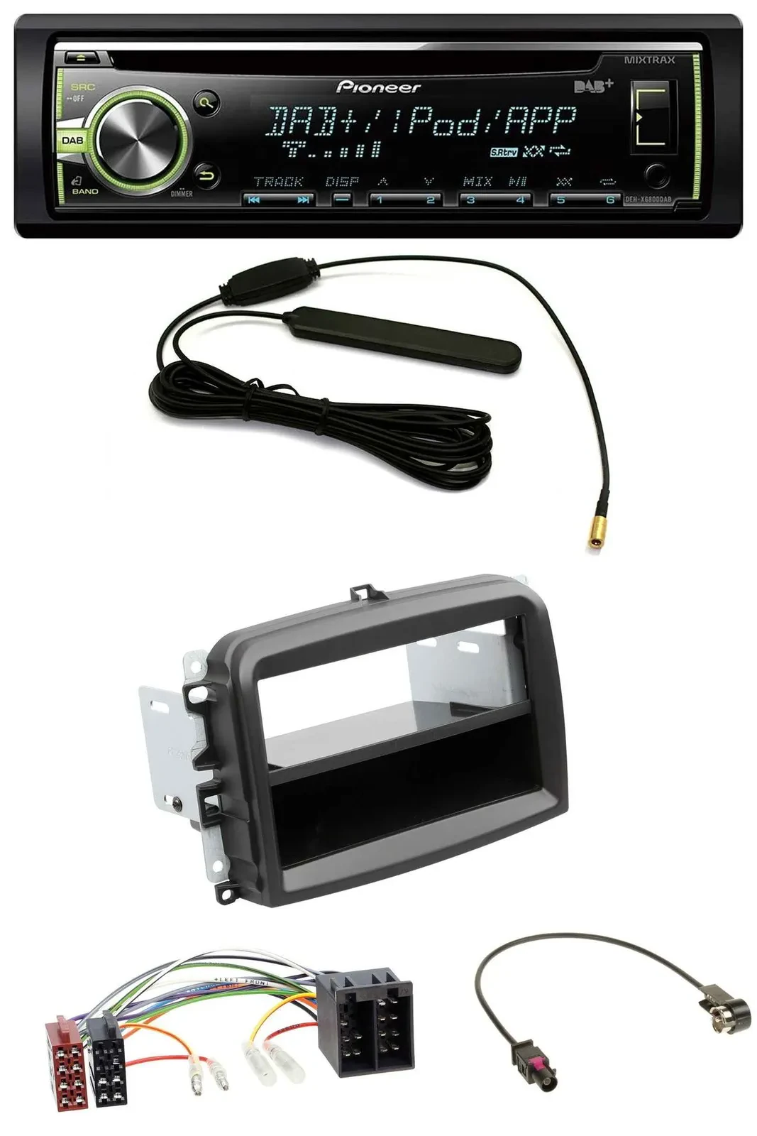 Pioneer MP3 USB CD DAB AUX Autoradio für Fiat 500L (mit ISO, ab 2012)