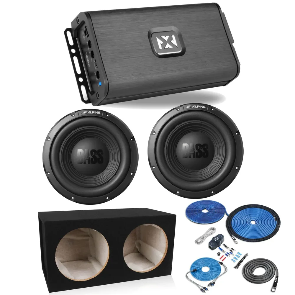 Сабвуфер пассивный для авто NVX VADM2 v2 + 2x Alpine W12S4 12" (набор) с корпусом из MDF и комплектом проводов