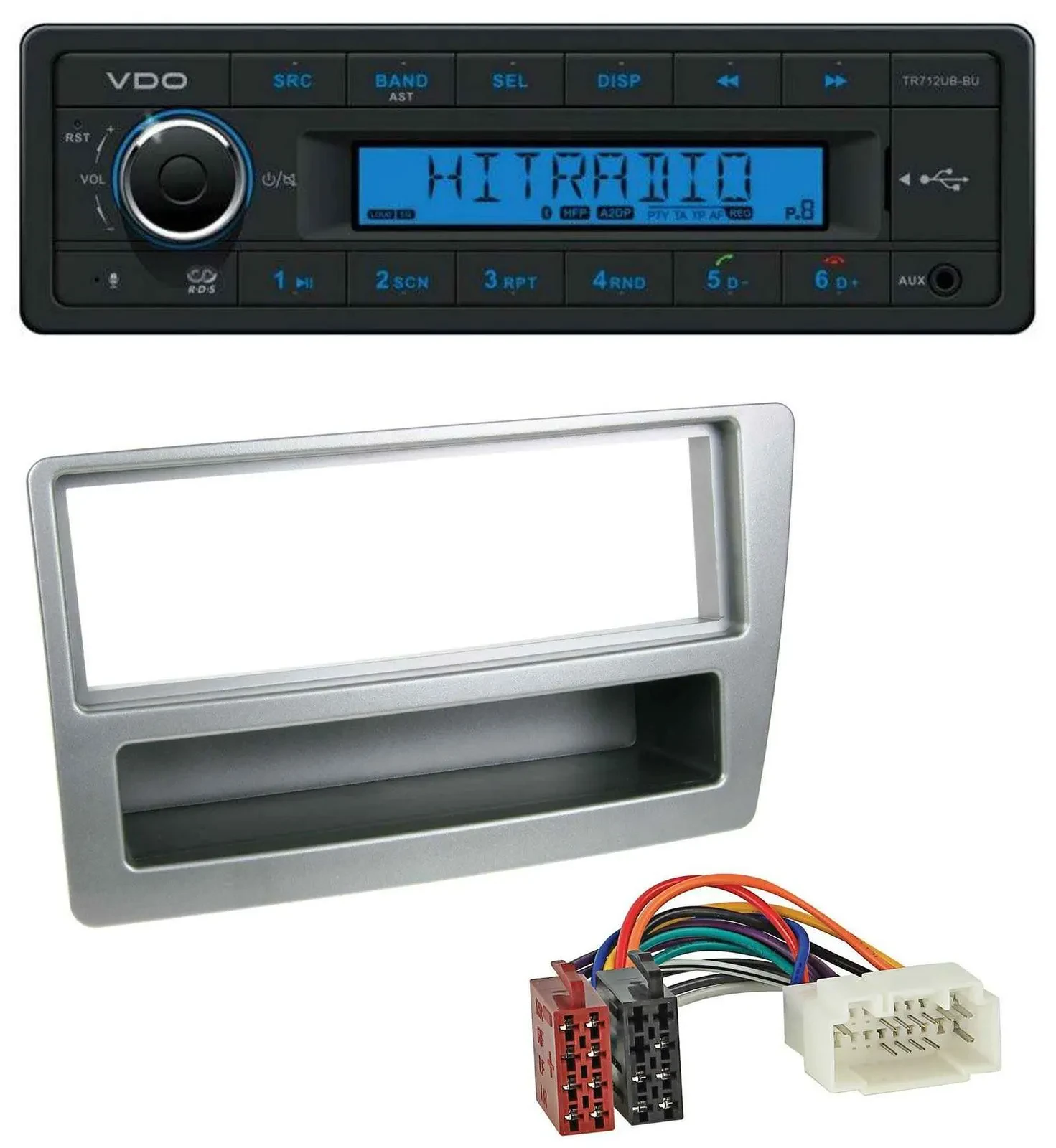 Автомагнитола VDO Bluetooth USB AUX MP3 для Honda Civic (2004–2006), серебристая, для автоматического климат-контроля