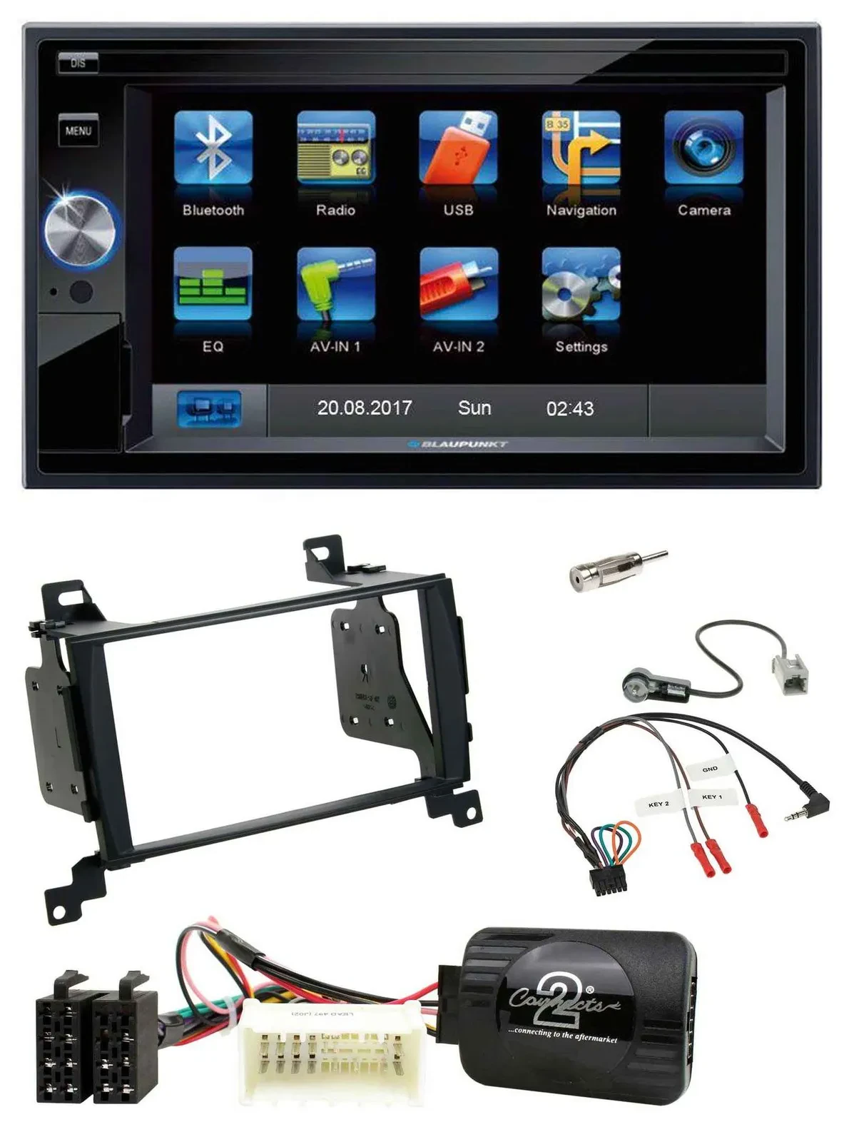 Blaupunkt SD Bluetooth 2DIN MP3 USB Lenkrad Autoradio für Hyundai Santa Fe 07-12