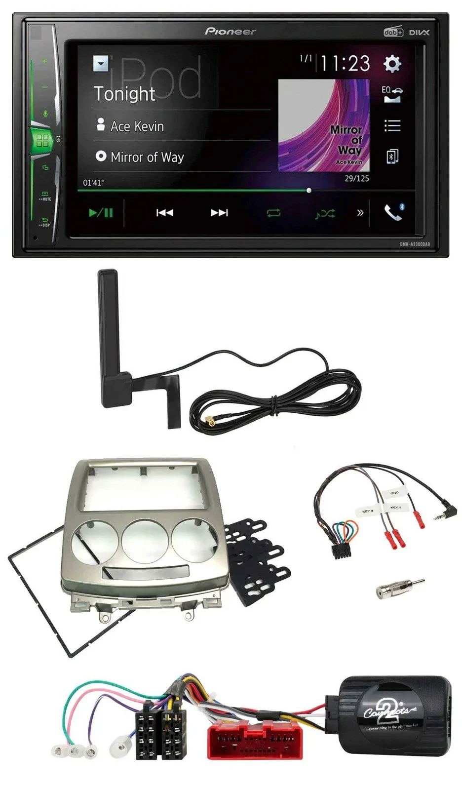 Pioneer MP3 DAB Lenkrad 2DIN Bluetooth Autoradio für Mazda 5 CR 2005-2010 silber