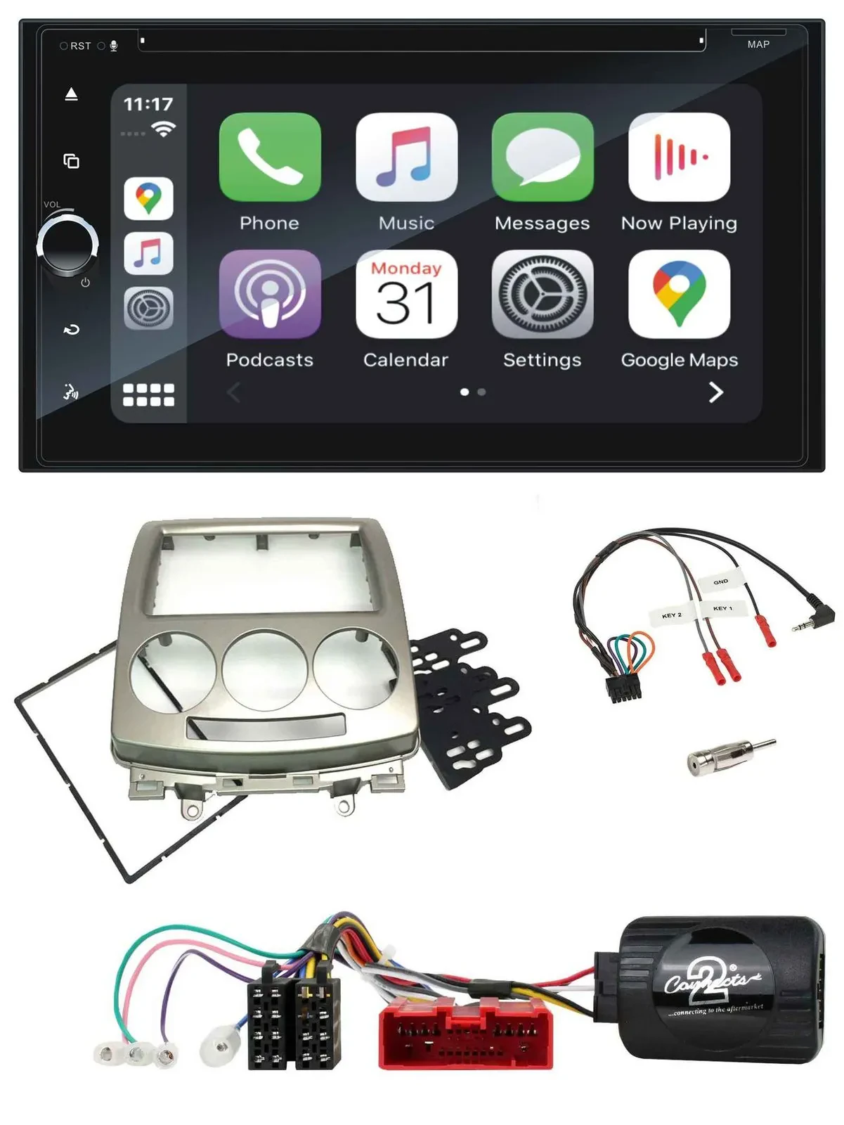Автомагнитола Blaupunkt 2DIN с навигацией, DAB, Bluetooth, USB для Mazda 5 CR (2005–2010), поддержка кнопок на руле, TMC