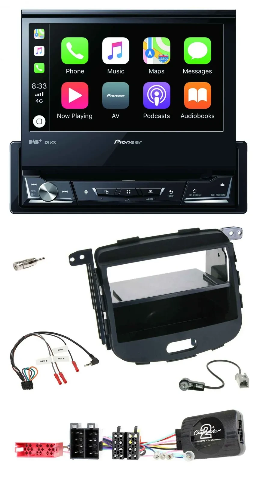 Pioneer DVD Bluetooth DAB USB Lenkrad Autoradio für Hyundai i10 09-13 schwarz Ru