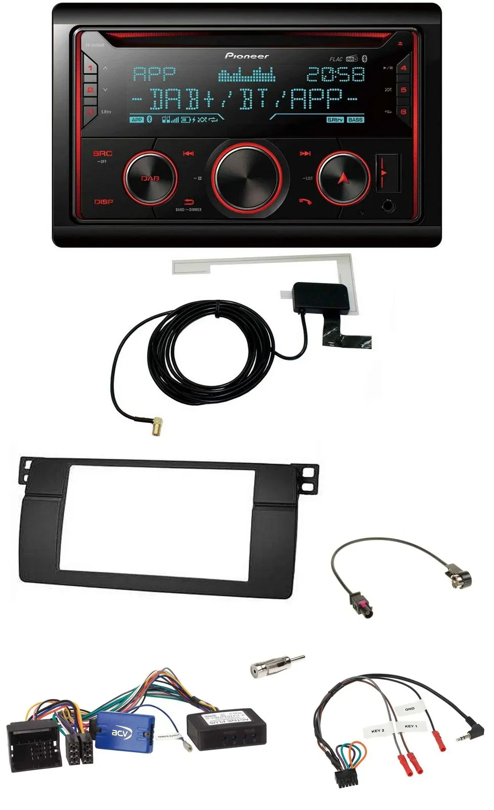 Pioneer 2DIN Lenkrad DAB USB CD Bluetooth Autoradio für BMW 3er 2002-2006 E46 sc