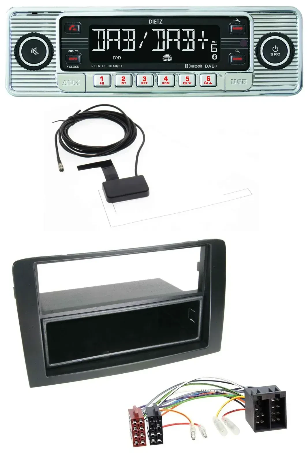 Dietz Bluetooth USB MP3 DAB Autoradio für Fiat Idea (350 03-11) schwarz