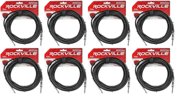 Инструментальный кабель Rockville RCGT20B Black 6.1 м (8 штук)