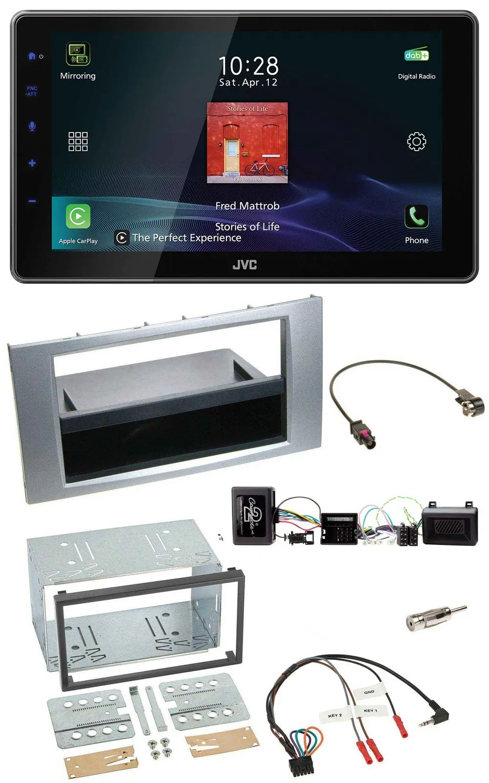 JVC DAB Lenkrad Bluetooth USB Autoradio für Ford Kuga 2008-2012 silber