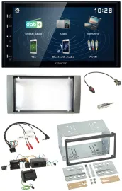 Kenwood 2DIN Bluetooth Lenkrad USB DAB Autoradio für Ford Kuga 2008-2012 silber