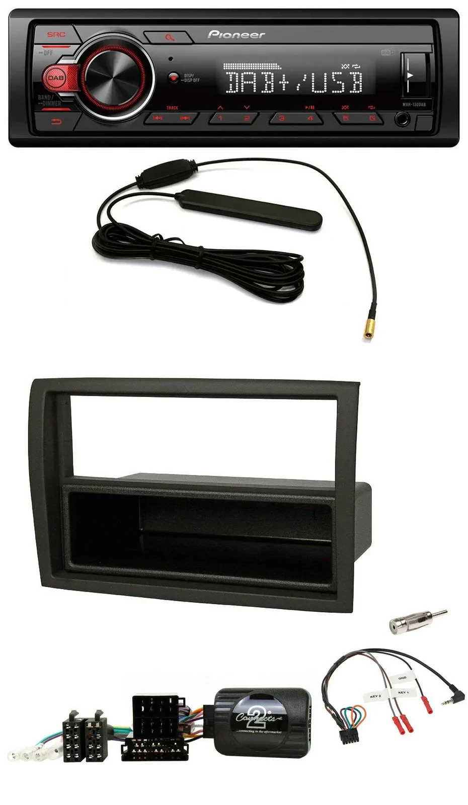 Автомагнитола для Fiat Ducato 2012–2015 Pioneer 1-DIN, DAB, MP3, USB, управление с руля, черный