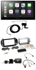Pioneer USB Lenkrad 2DIN Bluetooth DAB Autoradio für Fiat 500 Fakra 08-15 schwar