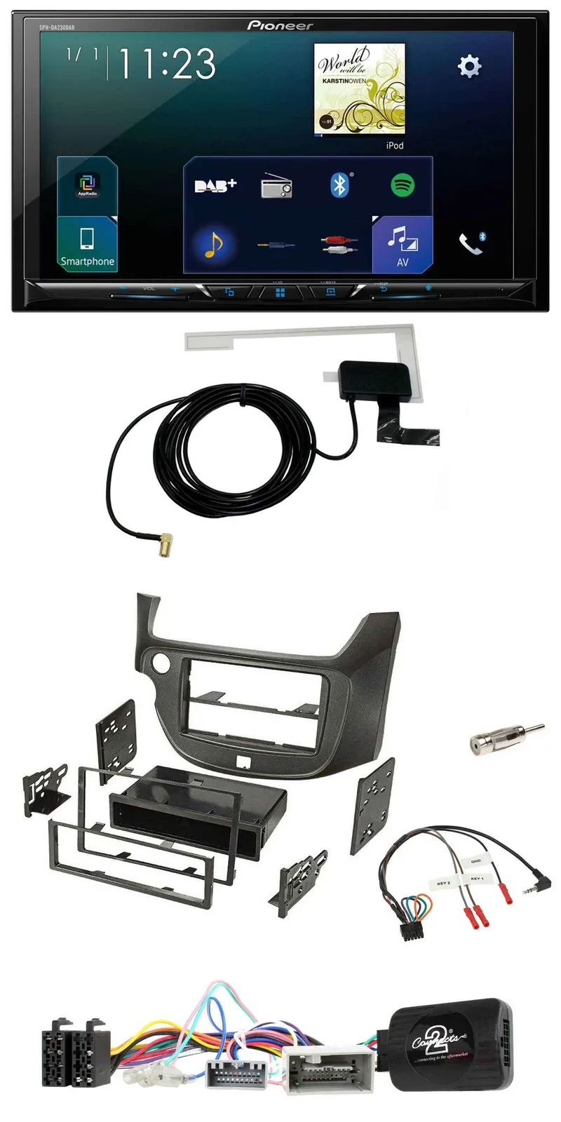 Автомагнитола для Honda Jazz (с 2014) Pioneer 2-DIN, DAB, USB, Bluetooth, темно-серый