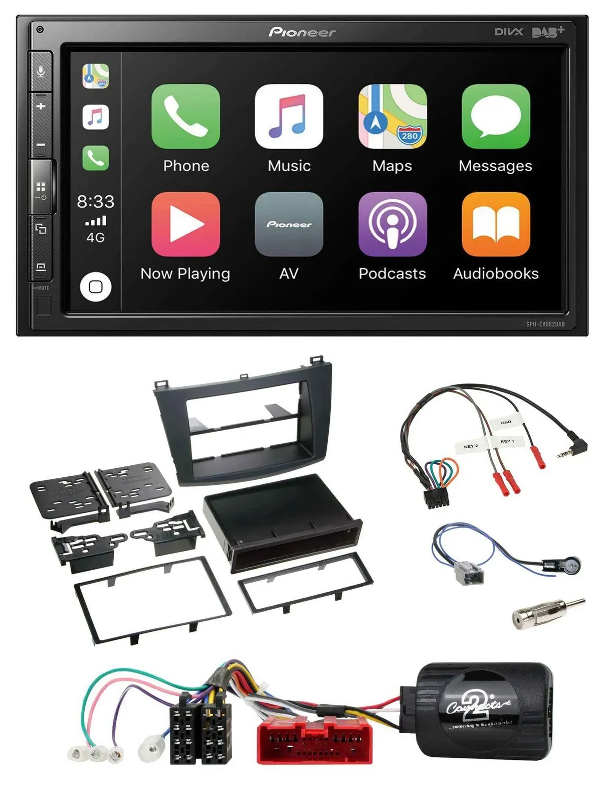 Pioneer USB Lenkrad DAB 2DIN Bluetooth Autoradio für Mazda 3 09-13 analog