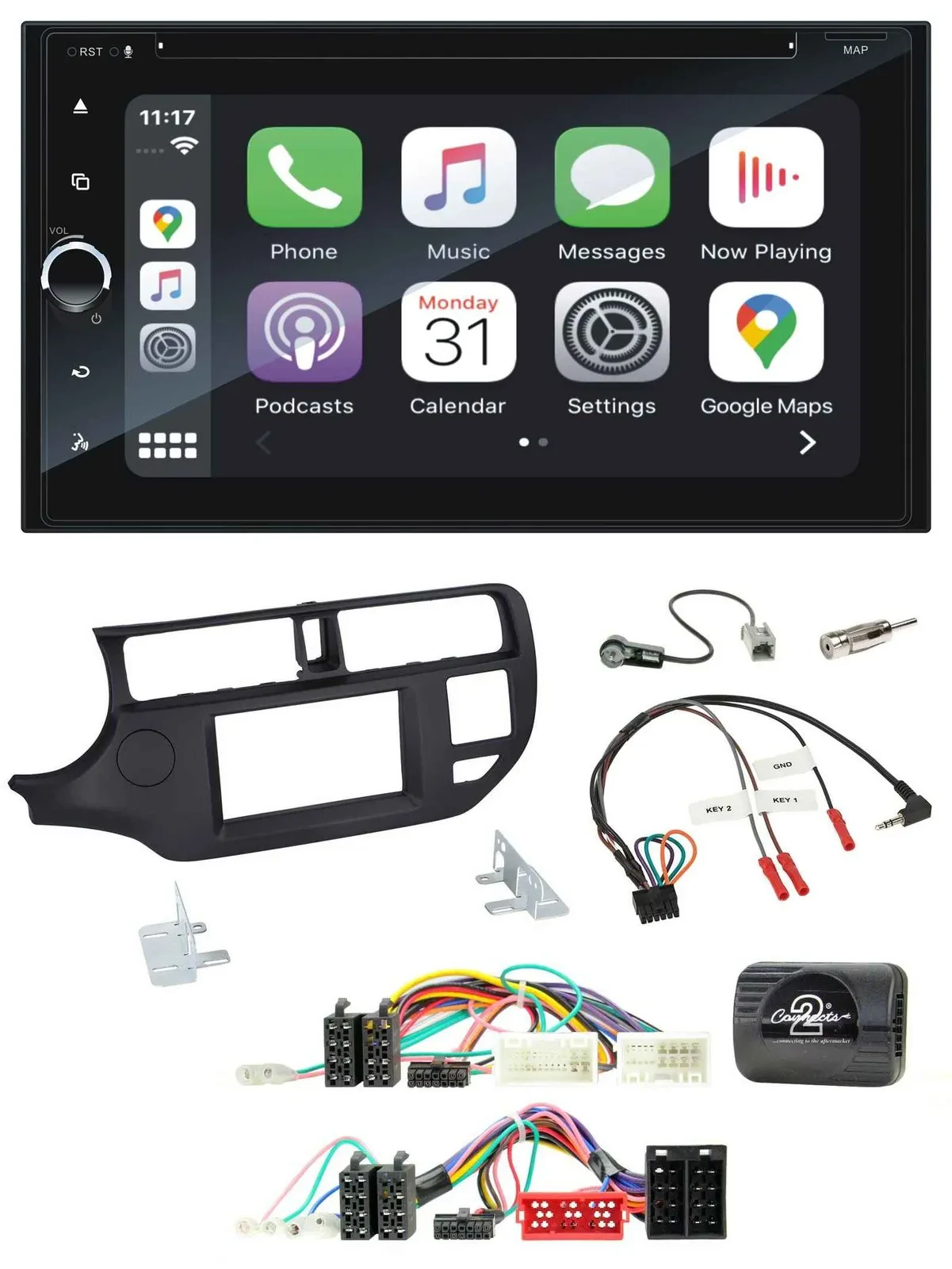 Blaupunkt USB DAB Bluetooth 2DIN TMC Lenkrad Navigation für Kia Rio UB 11-15 sch