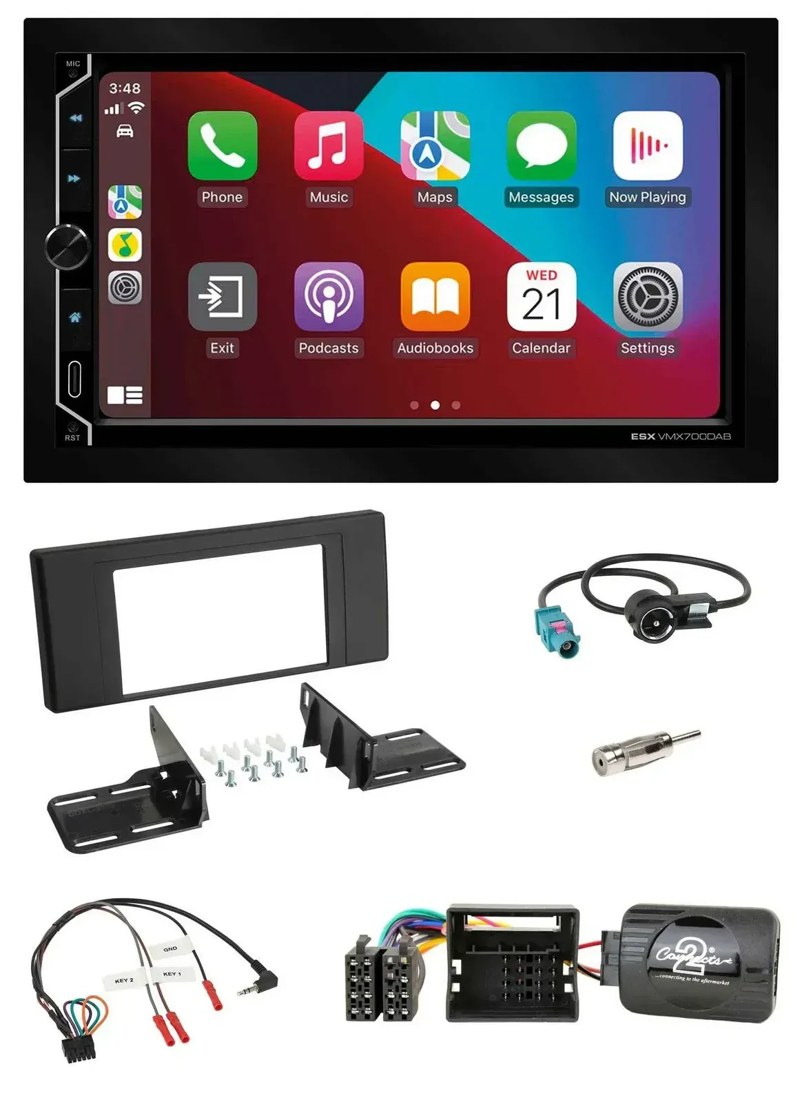 ESX 2DIN DAB USB Lenkrad Bluetooth Autoradio für BMW X5 E53 2000-2006