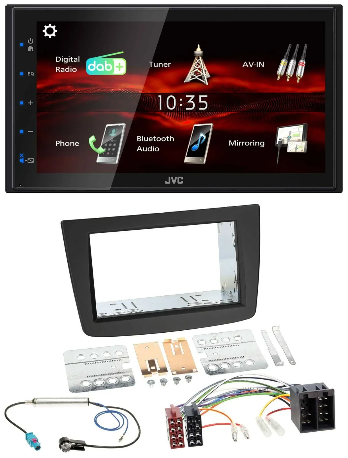 JVC USB Bluetooth MP3 DAB 2DIN Autoradio für Alfa Romeo Mito 08-14 955 ISO schwa