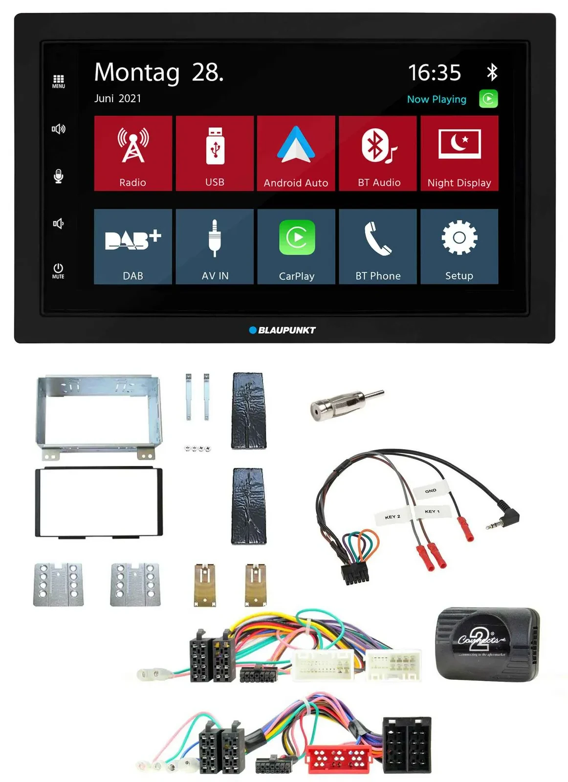 Blaupunkt Lenkrad Bluetooth DAB 2DIN USB Autoradio für KIA Carnival II VQ 2006-2
