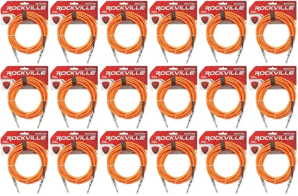 Инструментальный кабель Rockville RCGT20O Orange 6.1 м (18 штук)