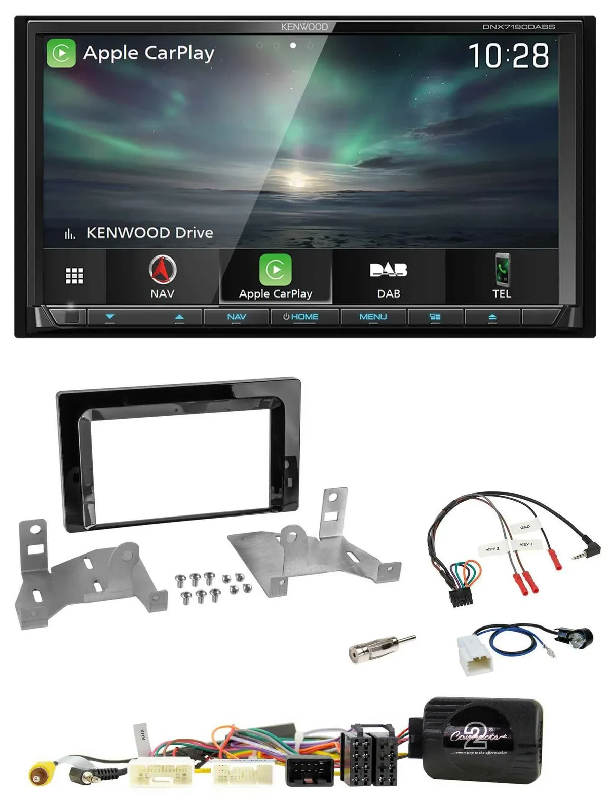 Автомагнитола Kenwood 2 DIN Bluetooth USB DAB TMC навигация, поддержка управления с руля, для Toyota Aygo AB7 (с 2022)