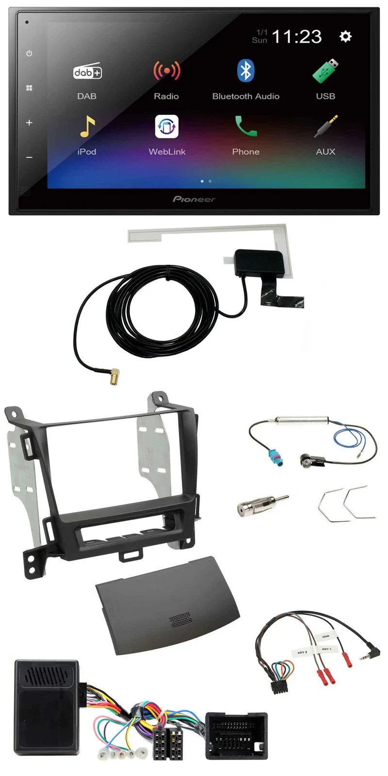 Pioneer DAB Lenkrad Bluetooth 2DIN USB Autoradio für Opel Zafira ab 13 jet black