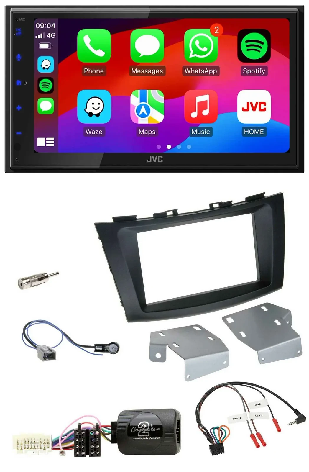 JVC Bluetooth 2DIN Lenkrad DAB USB Autoradio für Suzuki Swift ab 2011