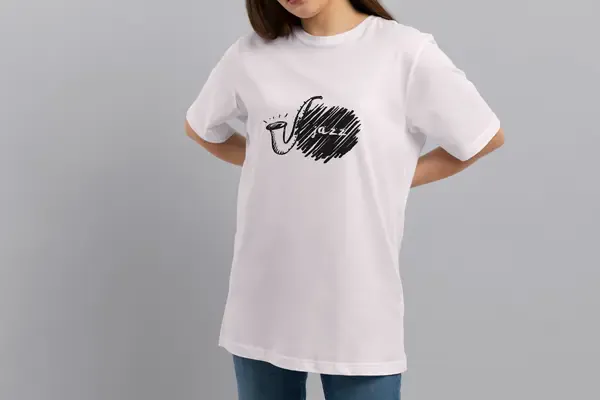 Футболка Popmerch WWL74 "Trumpet Jazz" белая, женская, размер L