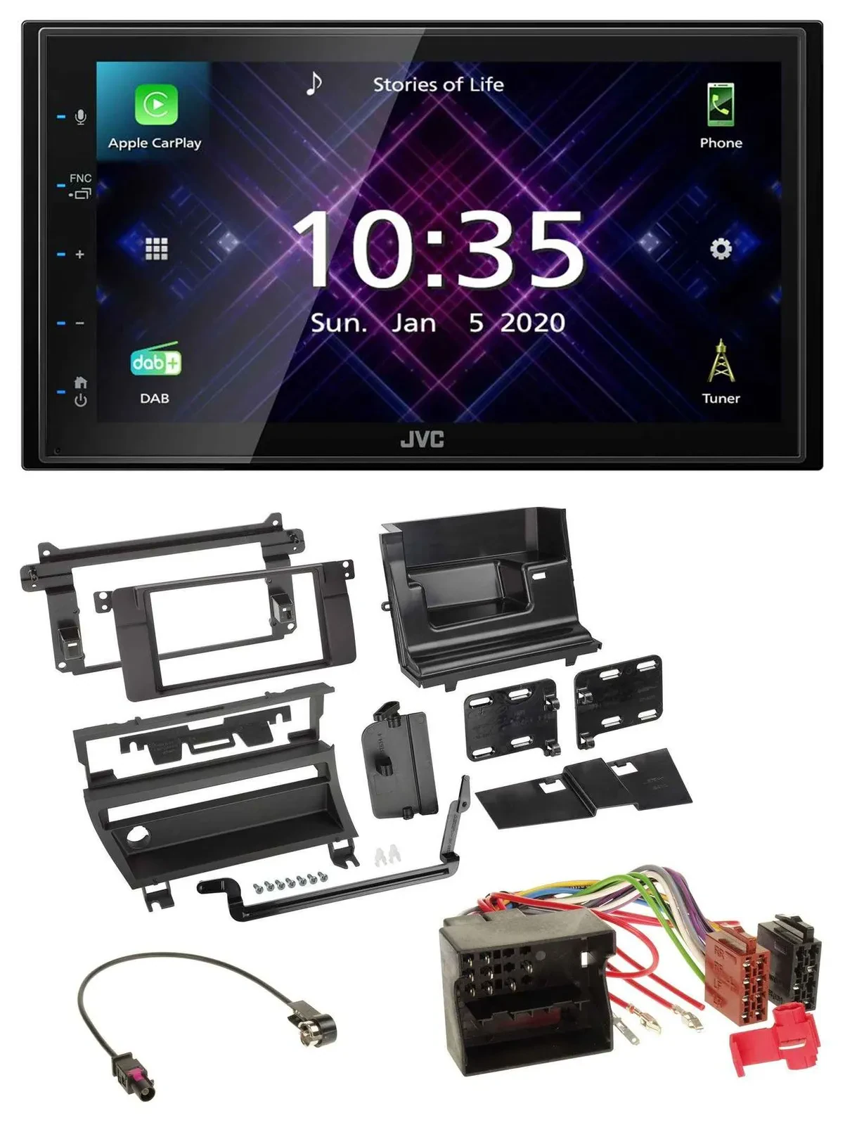 JVC DAB 2DIN MP3 Bluetooth USB Autoradio für BMW 3-er E46 2002-2006 1 Schalter