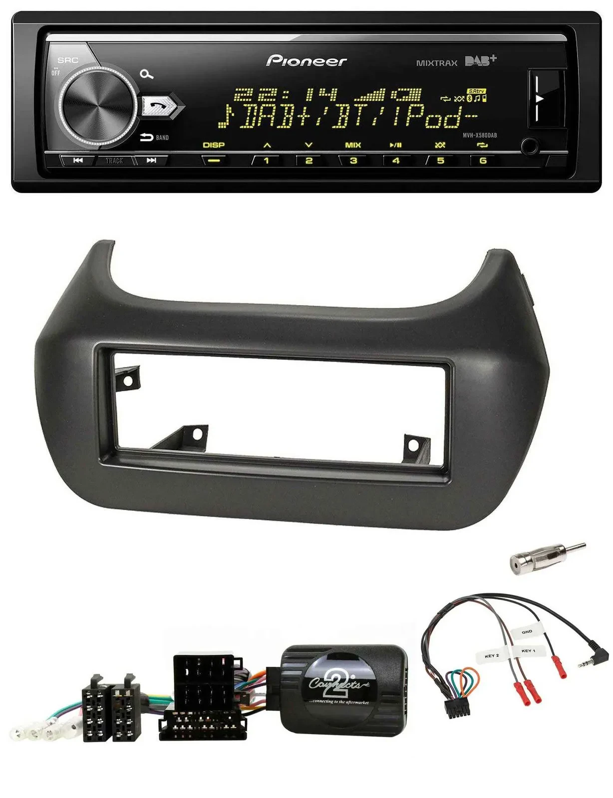 Pioneer Bluetooth USB DAB Lenkrad Autoradio für Fiat Fiorino Citroen Nemo Peugeo