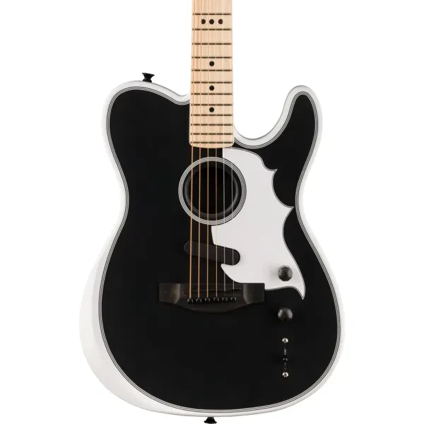 Fender Jack White Triplesonic Acoustasonic A/E Guitar, Satin Arctic White/Black