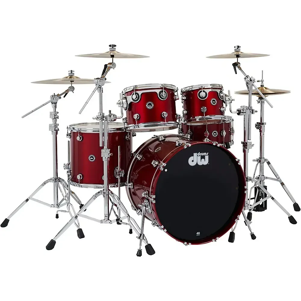 DW DWe Wireless A/E Convertible 5-Piece Drum Set Bundle w/22" Bass Blk Cherry M