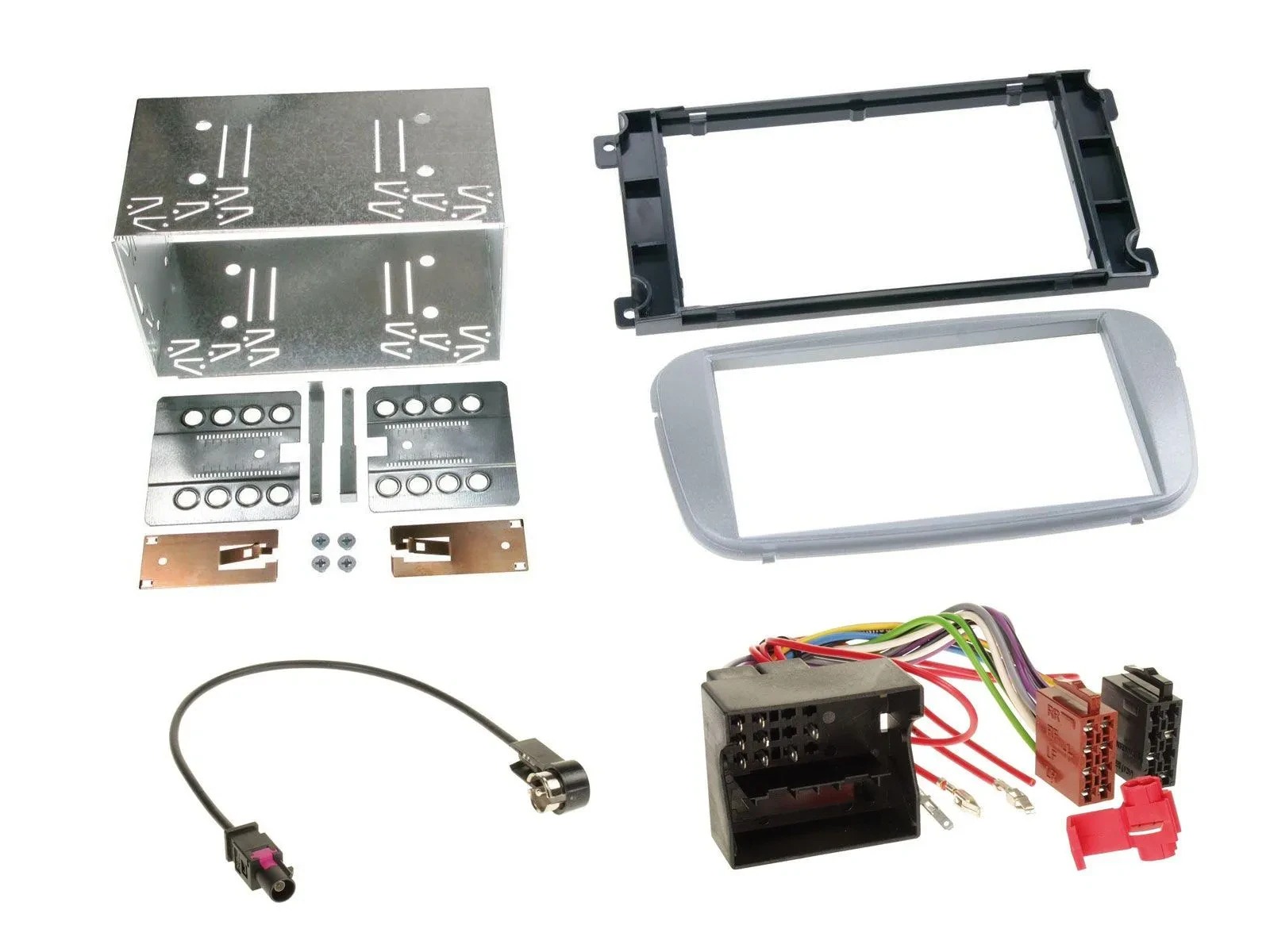 Einbauset Doppel DIN Autoradio für Ford Galaxy C-Max Focus ab 2007 Profi silber
