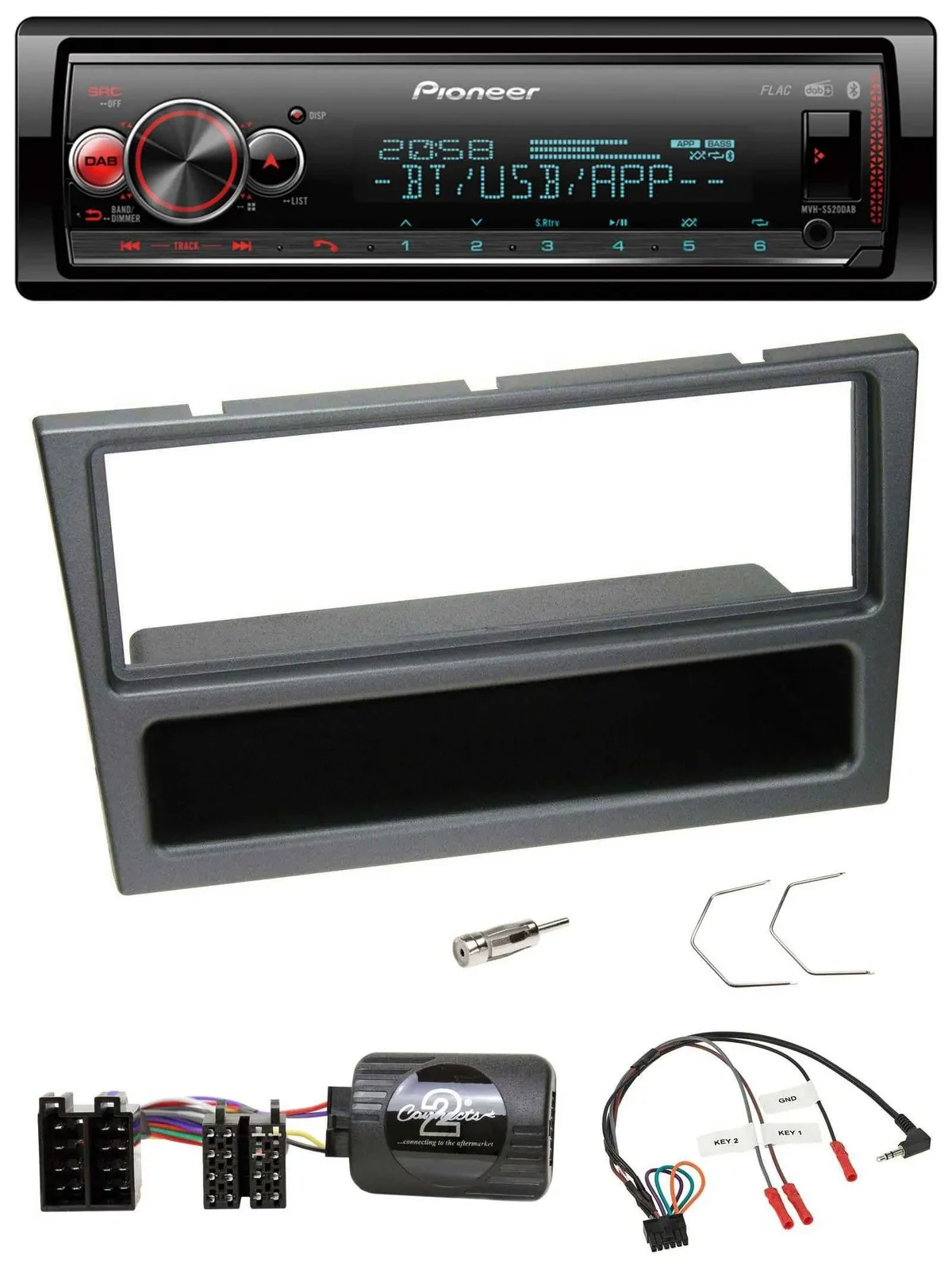 Pioneer Bluetooth USB Lenkrad DAB Autoradio für Opel Corsa C 2000-04 charcoal