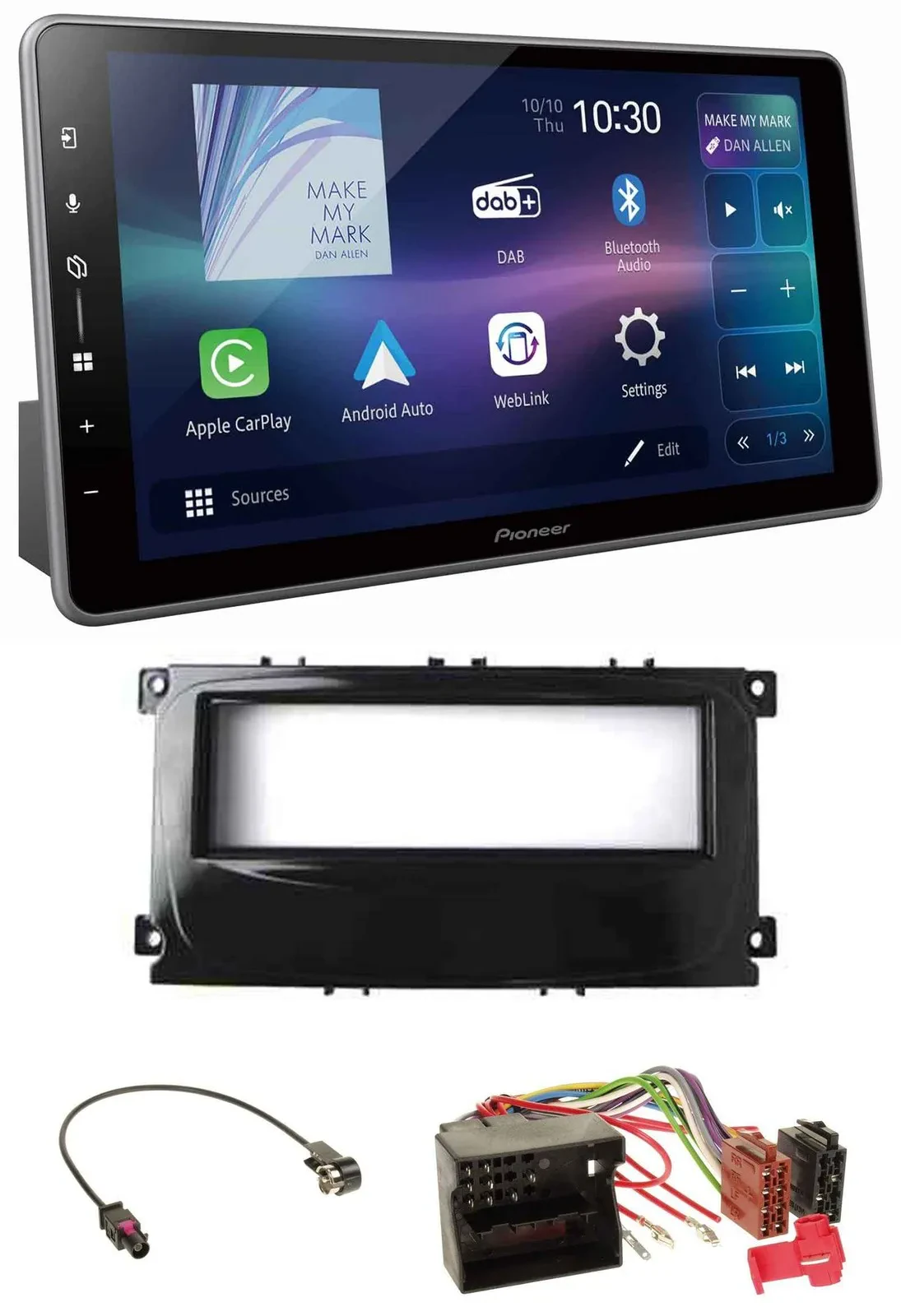 Pioneer Bluetooth USB DAB MP3 Autoradio für Ford C-Max Galaxy Focus ab 2007 glän