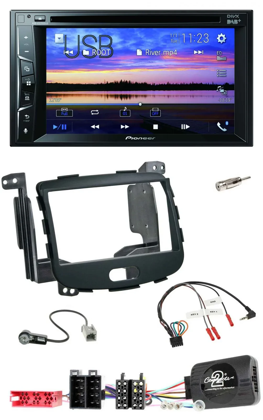 Pioneer Bluetooth 2DIN USB DVD DAB Lenkrad Autoradio für Hyundai i10 09-13 Rubbe
