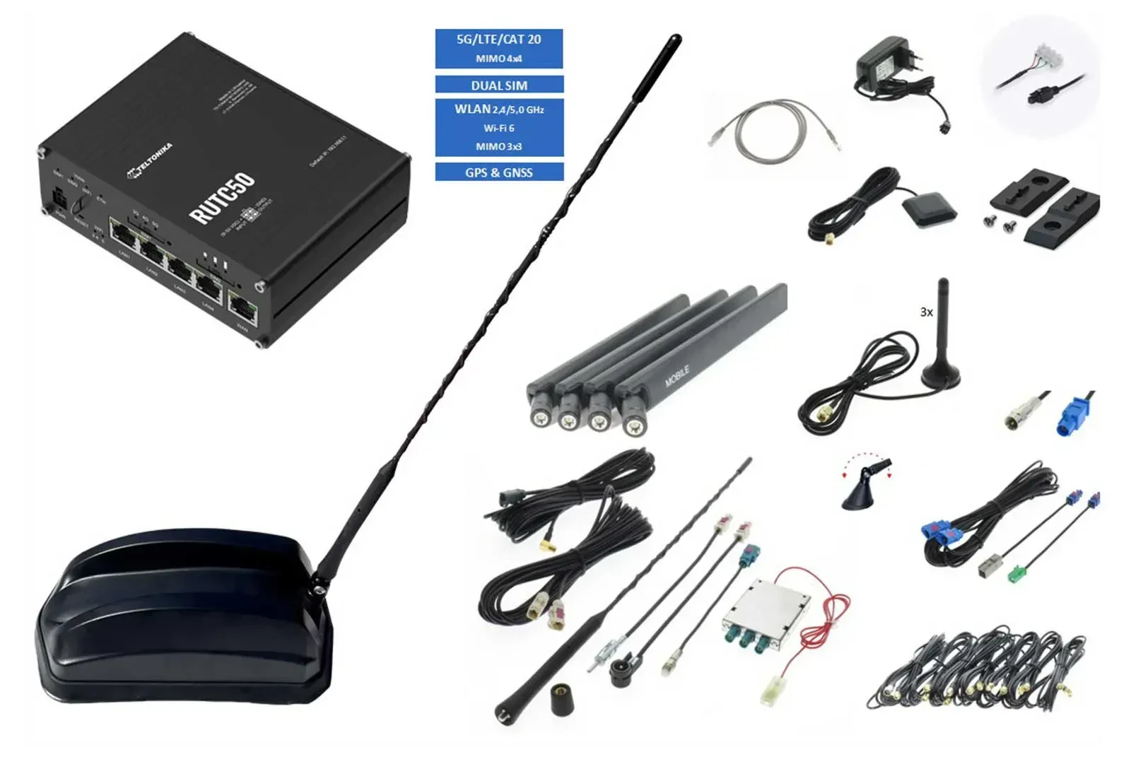 Teltonika 5G WLAN Router RUTC50 ANT815 schwarz UKW DAB TEL-RUTC50-815B-0