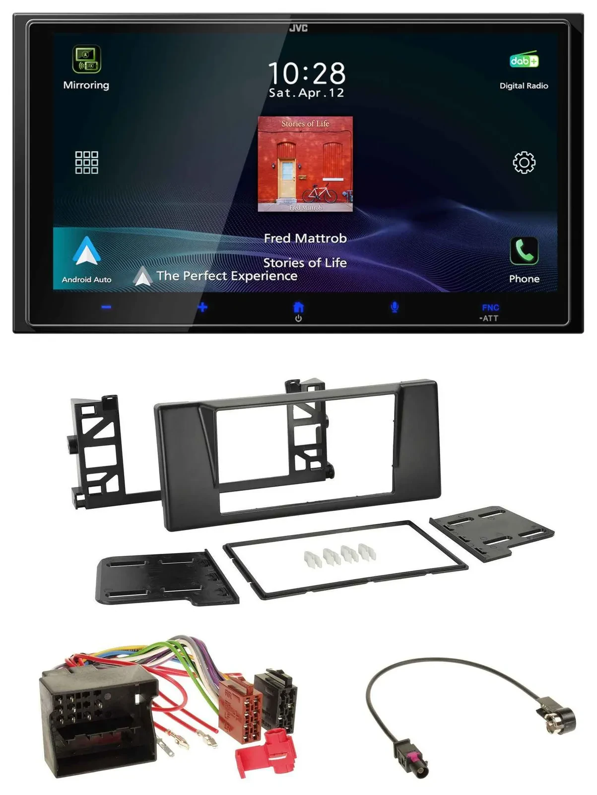 JVC USB Bluetooth 2DIN DAB MP3 Autoradio für BMW 5er E39 X5 Quadlock