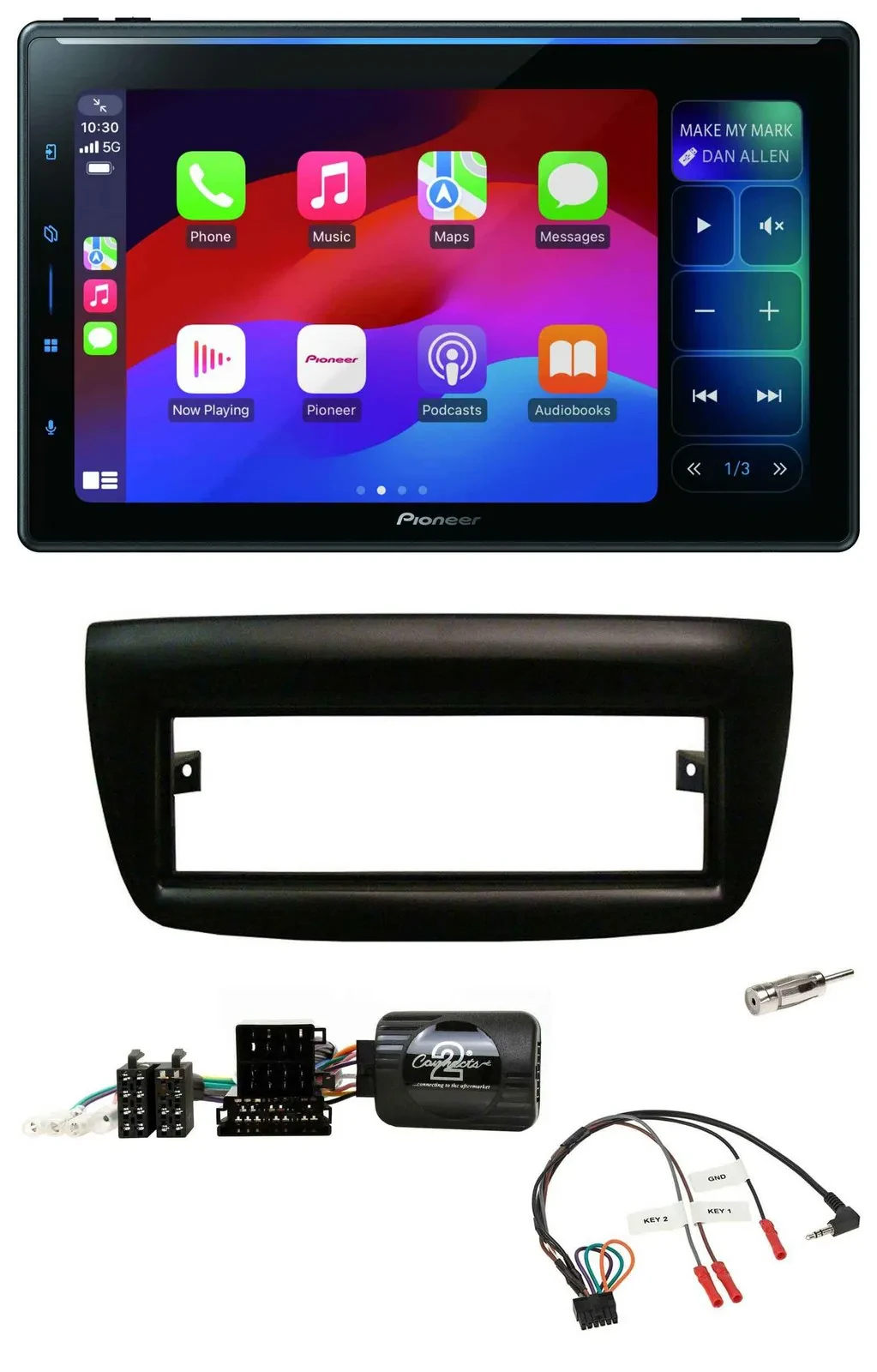 Pioneer Bluetooth DAB Lenkrad USB Autoradio für Fiat Doblo 2012-2015 schwarz