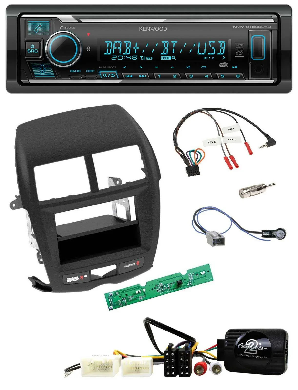 Kenwood Bluetooth Lenkrad DAB USB Autoradio für Mitsubishi ASX 2010-2014