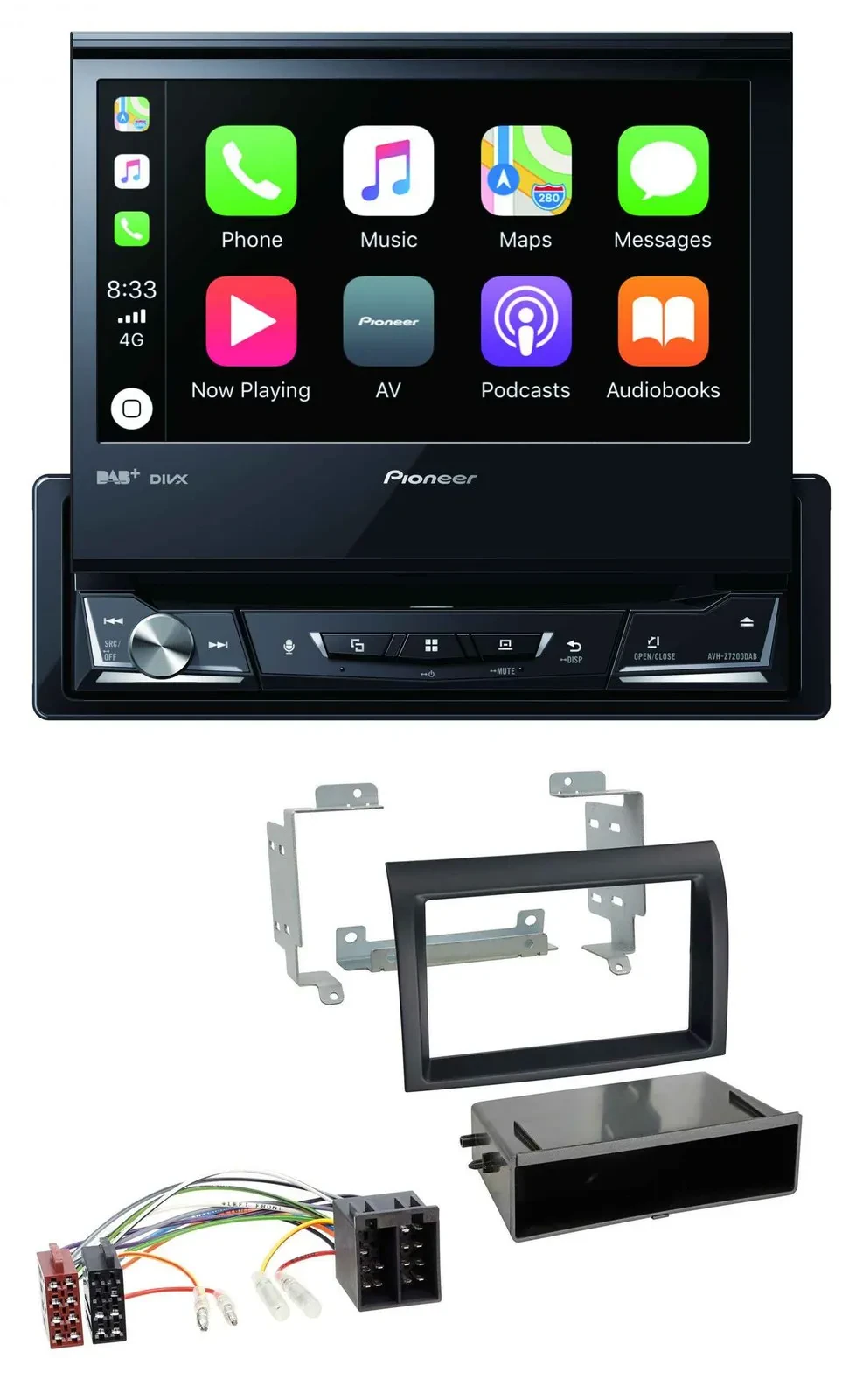 Pioneer DVD Bluetooth DAB USB MP3 Autoradio für Fiat Ducato (2006-2010) schwarz