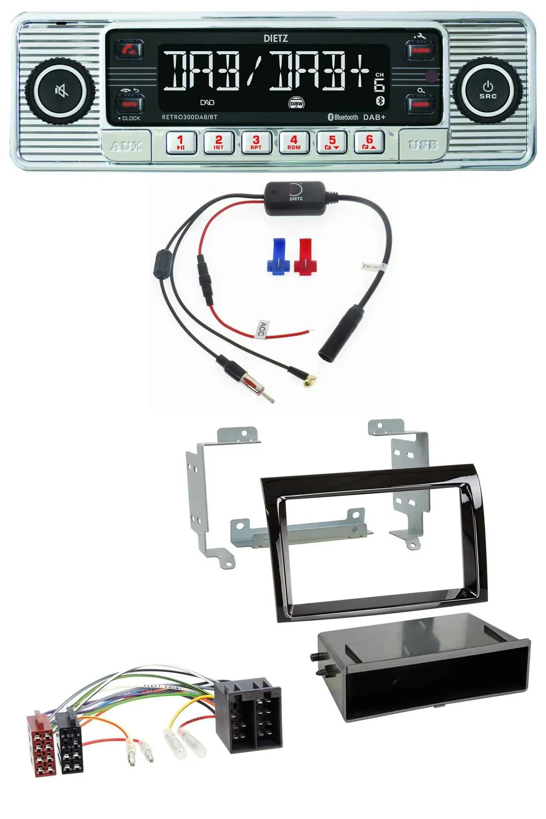 Dietz DAB USB MP3 Bluetooth Autoradio für Fiat Ducato (06-10) - piano