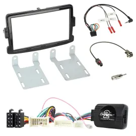 Автомагнитола Caraudio24 2 DIN (набор) для Dacia Sandero (с 2013), с адаптером управления на руле, черный глянец