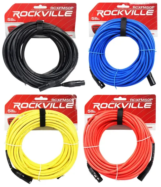 Микрофонный кабель Rockville RCXFM50P Multicolor 15.25 м (4 штуки)