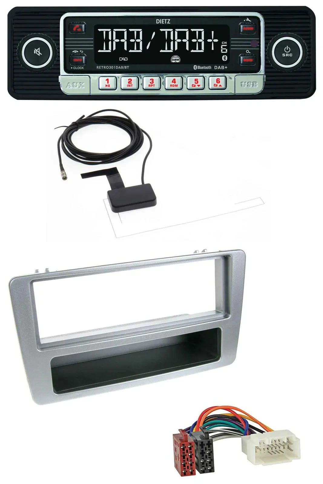 Dietz DAB Bluetooth USB MP3 Autoradio für Honda Civic 01-03 silber man. Klima.