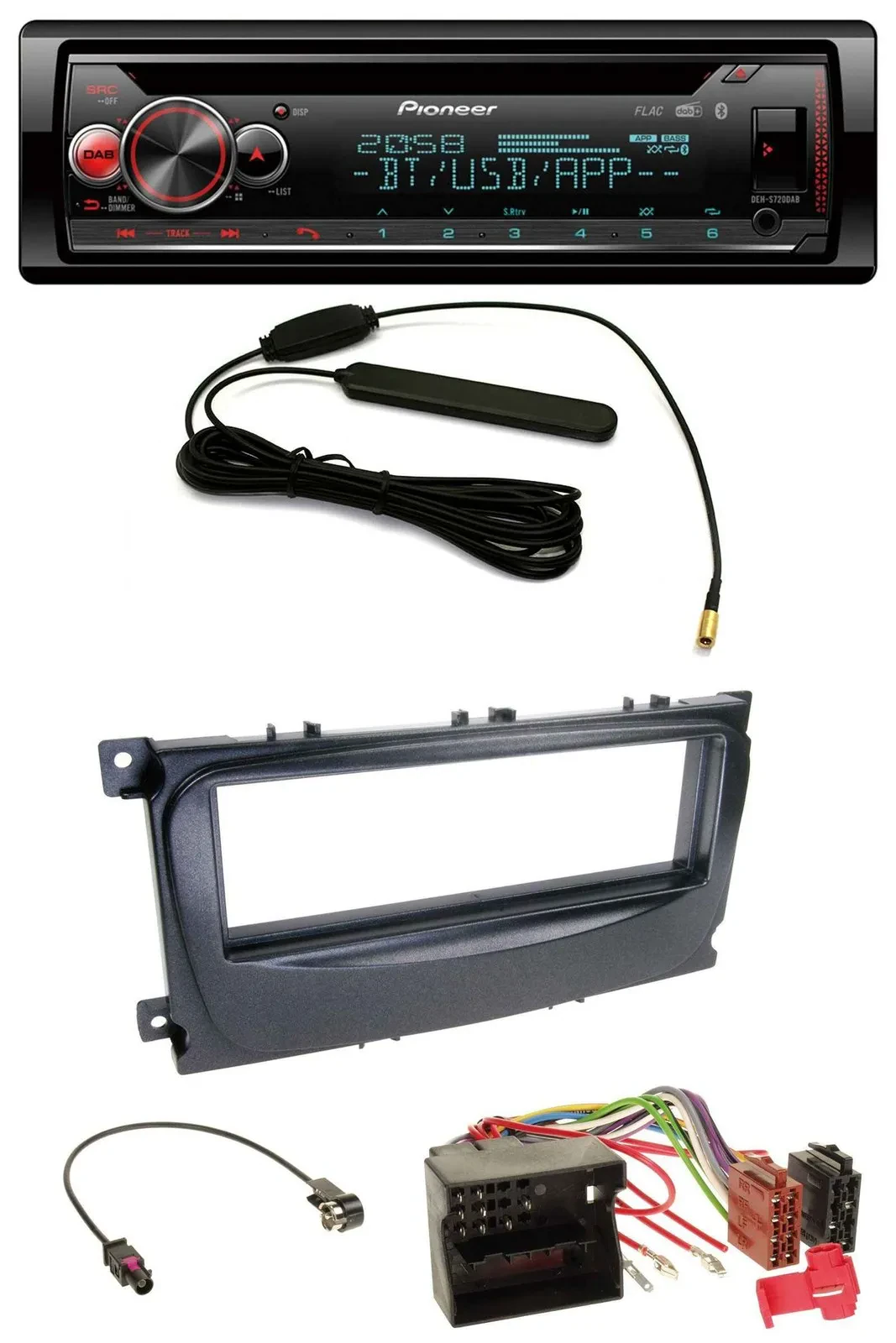Автомагнитола Pioneer USB DAB MP3 Bluetooth CD для Ford Mondeo/S-Max (2007–2014) черный